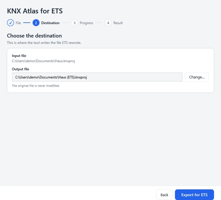 Back to ETS. With your own ETS. – Set the destination