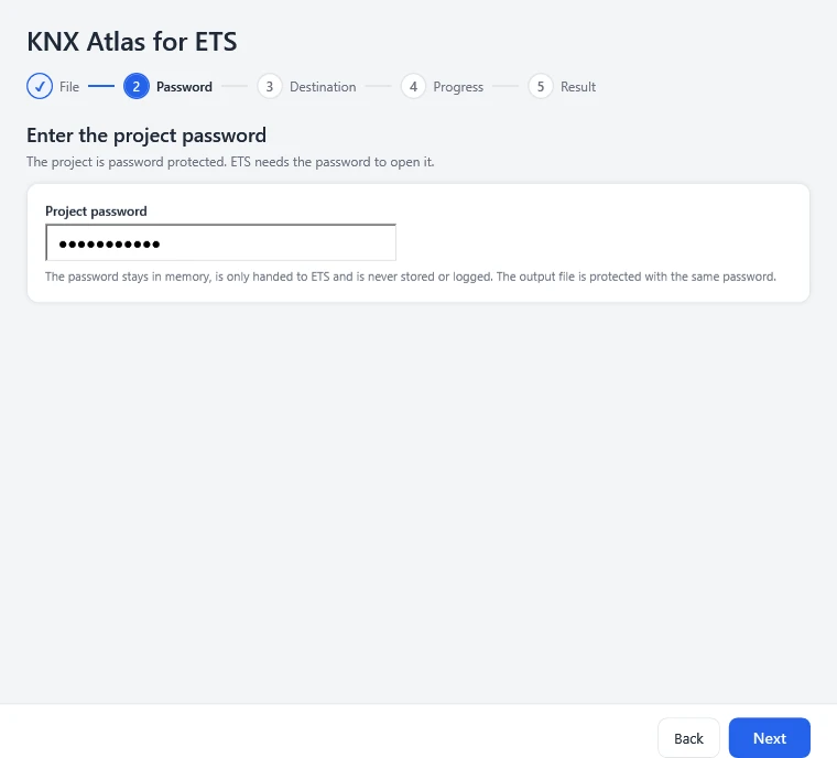 Back to ETS. With your own ETS. – Enter the password